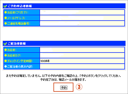 ご予約申込者情報・ご宿泊者情報画面イメージ